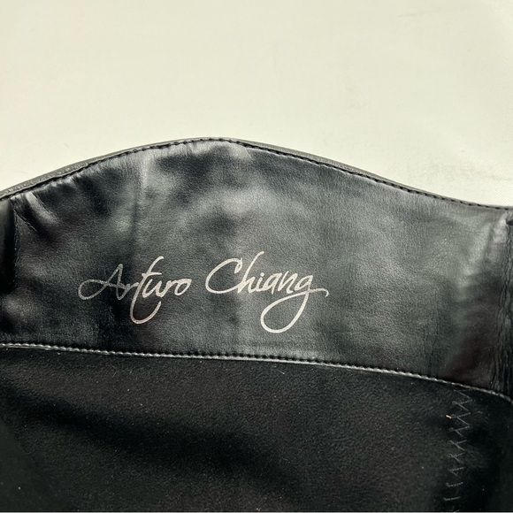 Arturo Chiang Falicity Black Leather Knee High Zip Riding Boots Size 7.5M - Picture 7 of 8